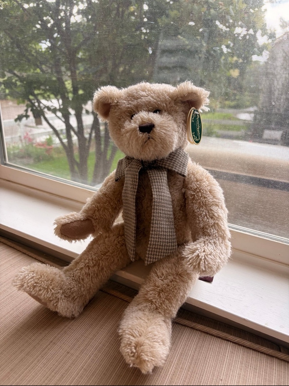 Plush Bearington Bear collectors #1216 with Houndstooth Scarf